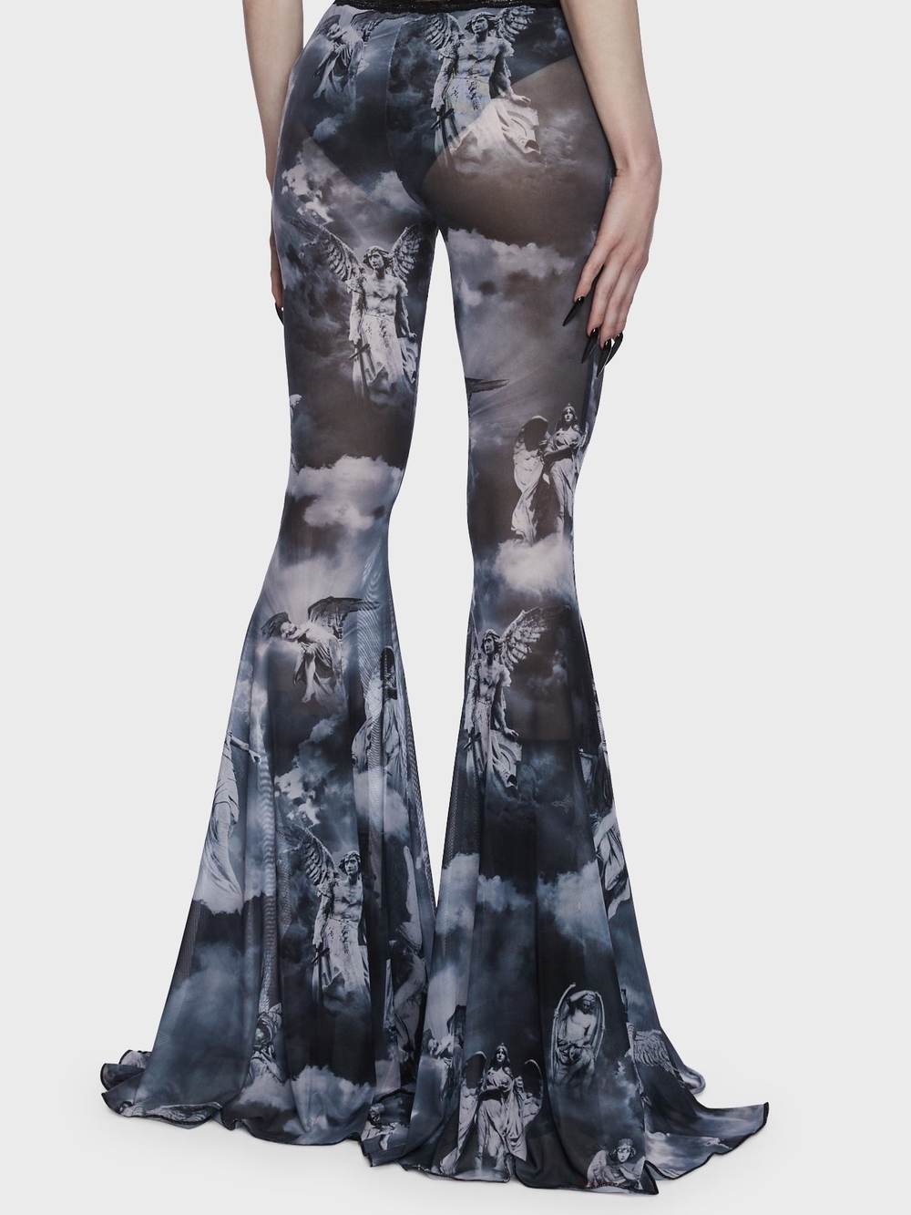 Widow Revenant Faces Mesh Flare Leggings in Black Small
